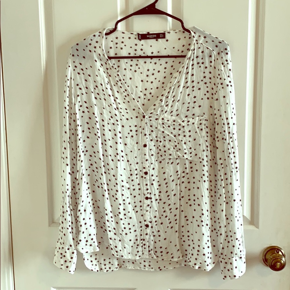 White button-down shirt with stars